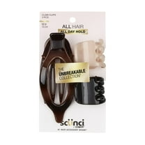 Scunci Flat Clip & Chunky Unbreakable Collection, Multicolor, 3 Count