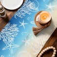 thumbnail image 3 of Blue Beige Ombre Coastal Table Runner 108 Inches, Nautical Beach Starfish Coral Summer Bed Runner Dresser Scarves Tabletop for Indoor Outdoor Parties/Ceremony/Banquet, 13"x 108", 3 of 8