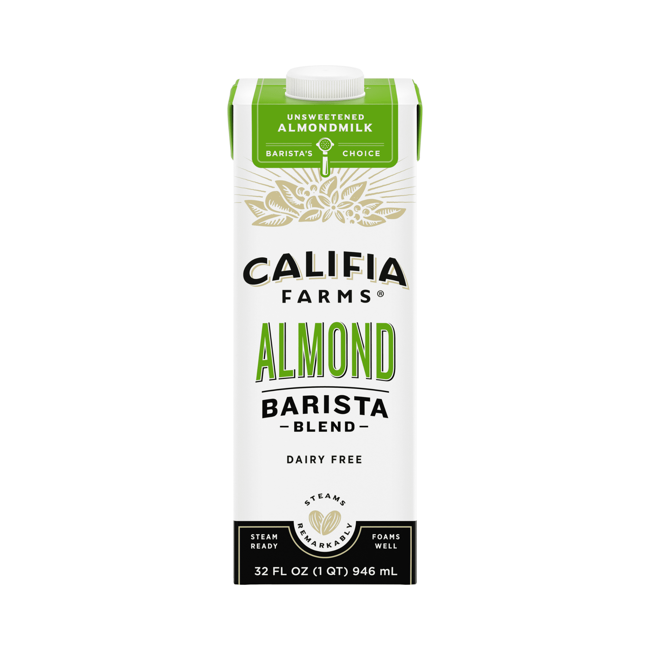 (3 pack) Califia Farms Unsweetened Barista Blend Almond Milk, Shelf Stable 32 Fluid Ounces Carton Box