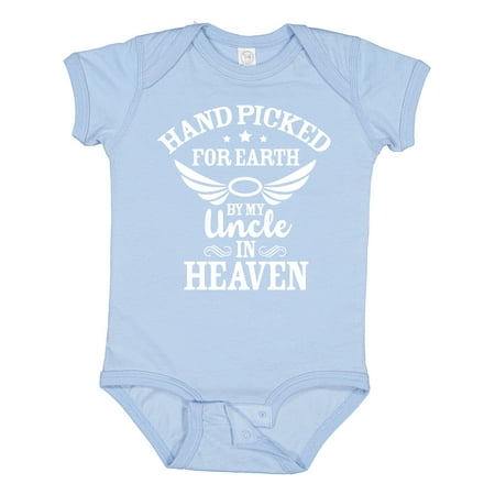 

Inktastic Handpicked for Earth by My Uncle in Heaven with Angel Wings Gift Baby Boy or Baby Girl Bodysuit