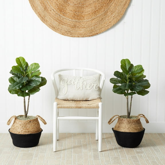 Nearly Natural 3' Artificial Fiddle Leaf Fig Tree DIY Kit - Set of 2