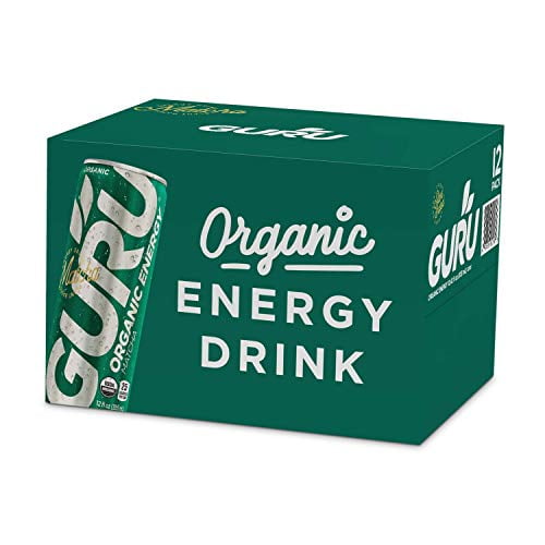 GURU Organic Matcha Low Calorie Energy Drink With Green Tea, 12 Ounce (Pack Of 12), Stevia