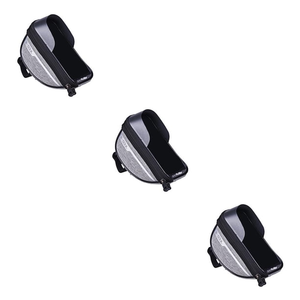 Greeniant Bolsa de cuadro de tubo delantero de bicicleta Soporte de bolsillo de pantalla táctil para teléfono móvil Gris 3piezas