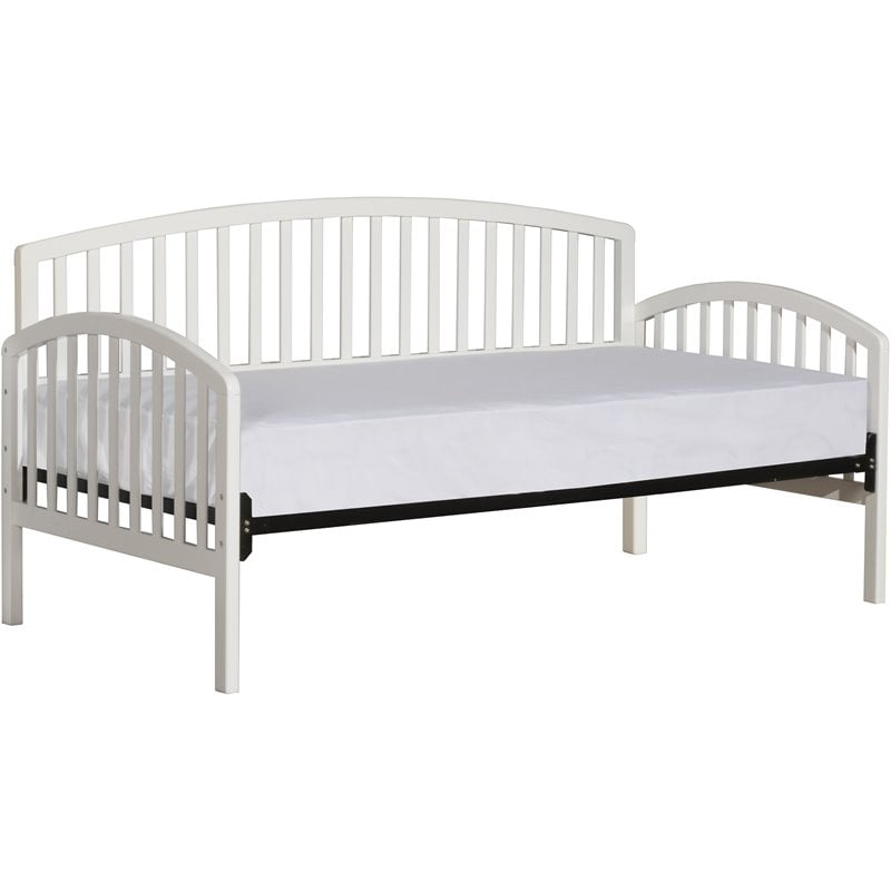 Bowery Hill Twin Wooden Spindle Daybed With Suspension Deck In White ...