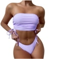 thumbnail image 1 of Traje de baño de playa con correa superior de tubo trasero de color sólido dividido cómodo para mujer OAVQHLG3B Store lin121212, 1 of 4