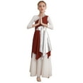 thumbnail image 3 of inhzoy Kids Girls Sleeveless Praise Lyrical Dance Dress Metallic Color Block Worship Dance Tunic Burgundy 8, 3 of 7