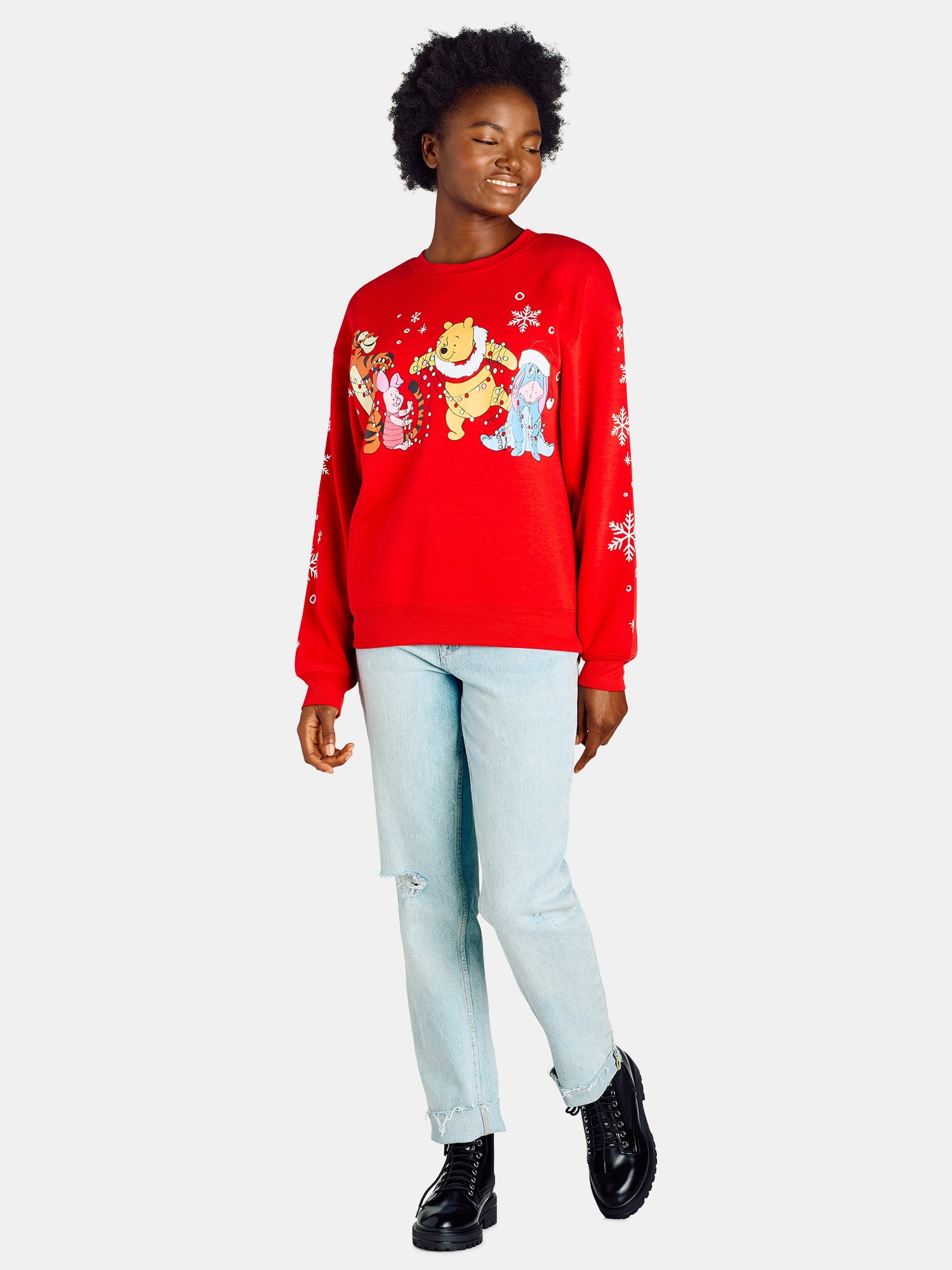 Winnie the Pooh and Friends Women’s Christmas Graphic Sweatshirt, Sizes XXS-XXL