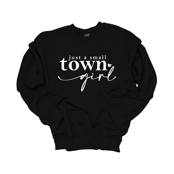 Trenz Shirt Company Womens Just A Small Town Girl Heart Long-Sleeve Crewneck Sweatshirt-Black-5xl