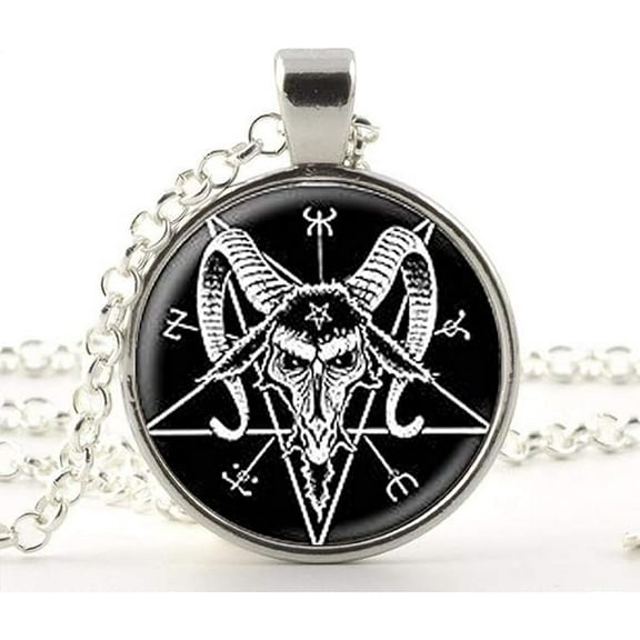 pentagram necklace Year of the Sheep HEAD pendant round glass necklace