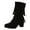 Black, variant on Womens Fringe Mid Calf Dress Boots for Ladies 2025 Winter Fall Suede Chunky Block High Heel Short Booties Black Size 6.5