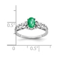 thumbnail image 2 of Solid 14k White Gold 6x4mm Oval Emerald Green May Gemstone Diamond Engagement Ring Size 7 (.034 cttw.), 2 of 3