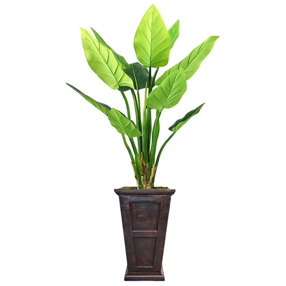 Vintage Home Artificial Faux Real Touch 73" Philodendron Erubescens Green Emerald And Fiberstone Planter
