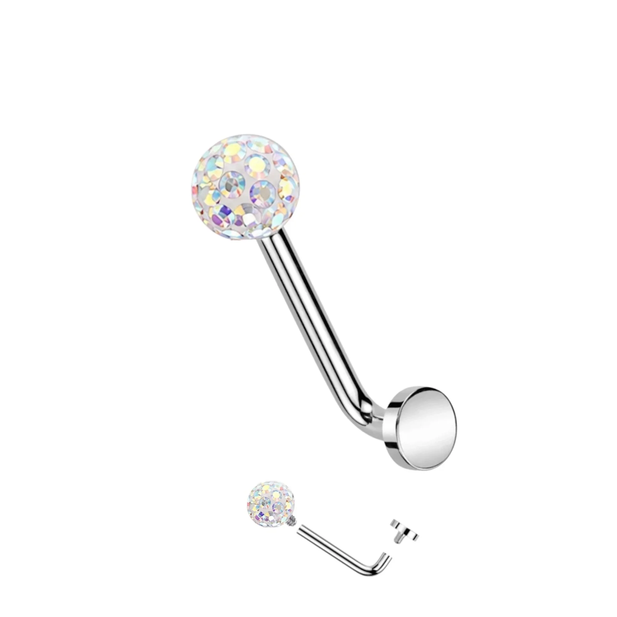Luxe Modz 14G Internally Threaded Florida Ball Vertical Hood Genital L Bent Christina Piercing Jewelry for Women Men Sold Individually