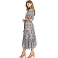 thumbnail image 4 of Flying Tomato Women's Paisley Floral Elegant Chiffon Midi Dress (S, Off White), 4 of 4