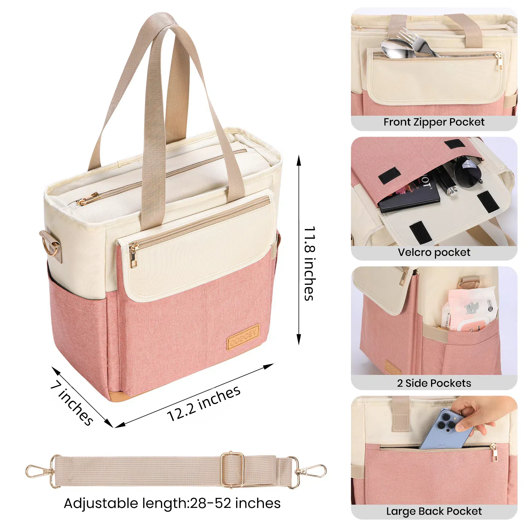 CODCEY Insulated Oxford Reusable Lunch Bags Women