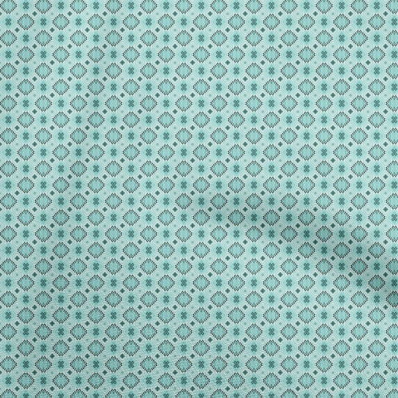 oneOone Cotton Flex Aquamarine Green Fabric Asian Kilim Dress Material Fabric Print Fabric By The Yard 40 Inch Wide