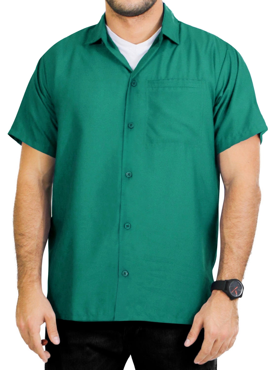 HAPPY BAY Men's Summer Button Down Short Sleeve Casual Shirt Beach Camp Shirts for Men S Teal