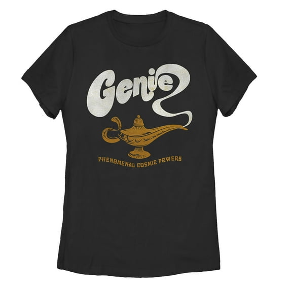 Women's Aladdin Retro Genie Power  Graphic Tee Black Medium