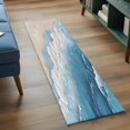 thumbnail image 4 of Abstract Oil Washable Runner Rugs 2'x6', Painting Style Blue Beige Gradient Wave Beach Low Pile Throw Entryway Rug Non-Slip Sturdy Edge Binding Carpet for Indoor Bedside Entrance Bedside, 4 of 9