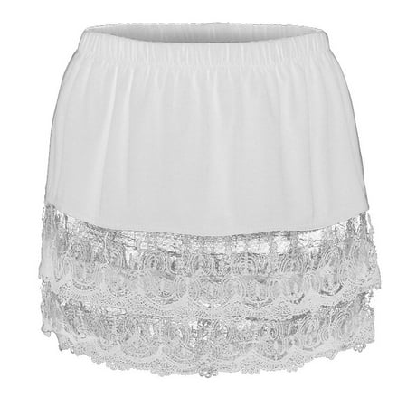 Wenini Womens Skirts Solid Mini Summer Skirt Lace Extender Half Slip Extra Length Hawaiian Loose Fashion Casual Lace Underskirt Skirts White XXXXL