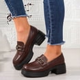 thumbnail image 2 of Womens Loafers Shoes Platform Chunky Penny Loafer Lug Sole Comfortable Heeled Slip on Work Business Casual Dress Shoes Brown Size 8.5, 2 of 4