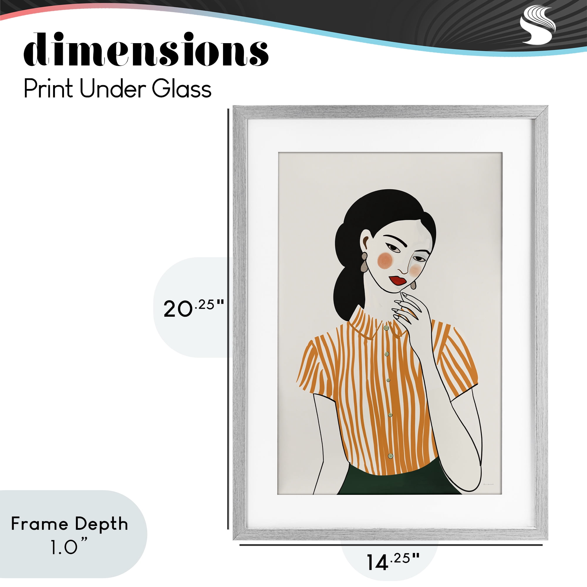 Stupell Industries Woman in Orange Blouse Gray Framed Print Under Glass, design by Omar Escalante