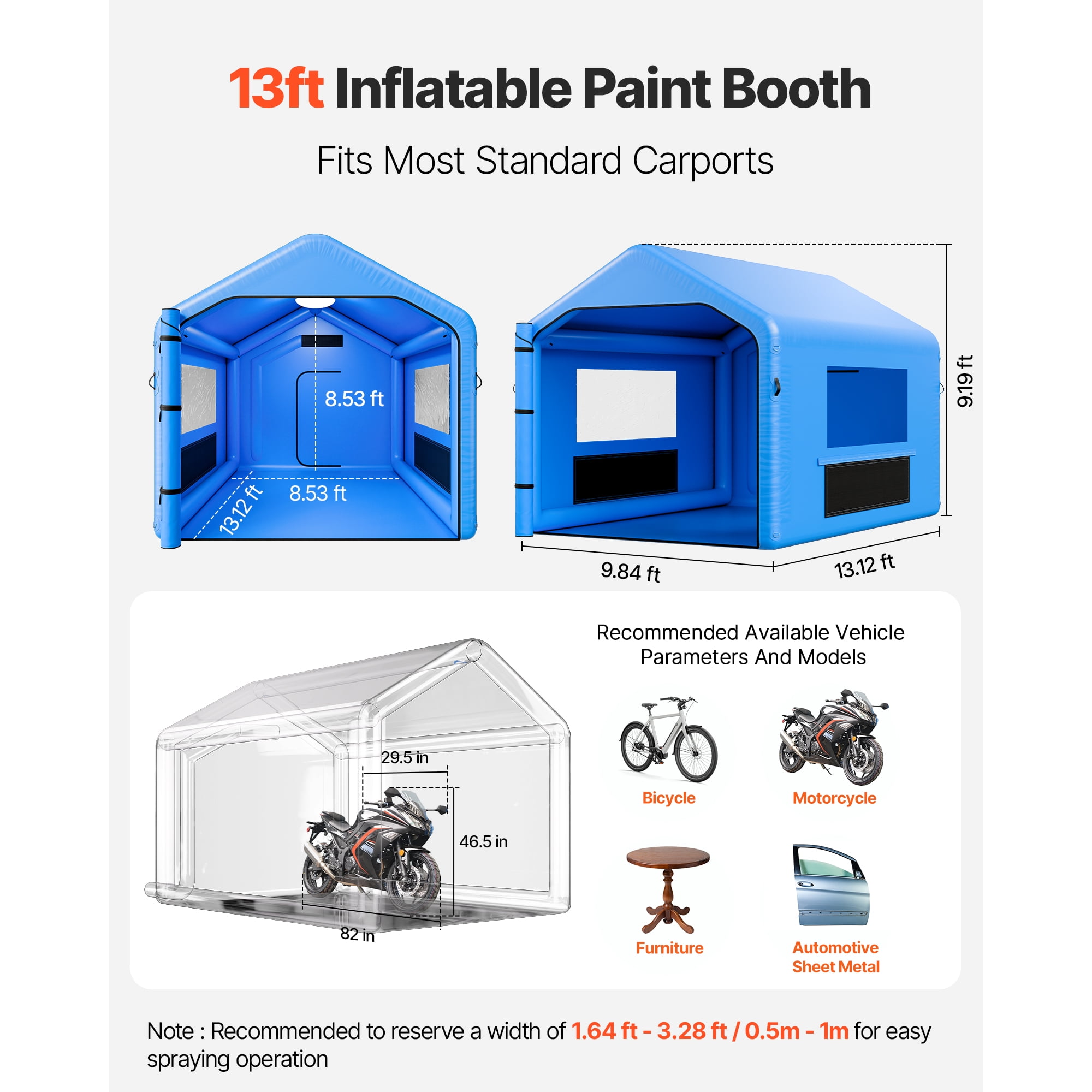 KFFKFF YJBQZP2025KF04 Inflatable Paint Booth PVC 13.12x9.84x9.25ft Blue