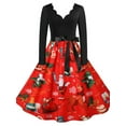 thumbnail image 1 of DYMADE Women Christmas Elegant Printed Knee Length A-line Dress, 1 of 6