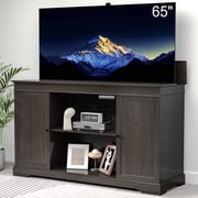 GDLF TV Lift Cabinet, Hidden Motorized Television Lift Cabinet for 55-65" TVs with Storage and Remote Control, Modern Walnut