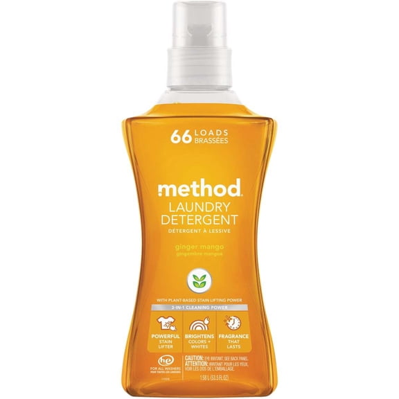 Method Laundry Detergent, Ginger Mango, 53.5  fl oz, 66 Loads