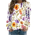 thumbnail image 1 of KIHOUT Chandails pour Femmes en Liquidation, Blouses à Manches Longues Col Rond Imprimé Floral Ample Automne Hiver, Tailles P-2TG, 1 of 5