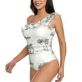 thumbnail image 3 of Yiaed Summer Vacation Scene With Camping Van Print Women One Piece Swimsuits Tummy Control One Shoulder Bathing Suits Pattern Ruffle Swimwear-Medium, 3 of 8