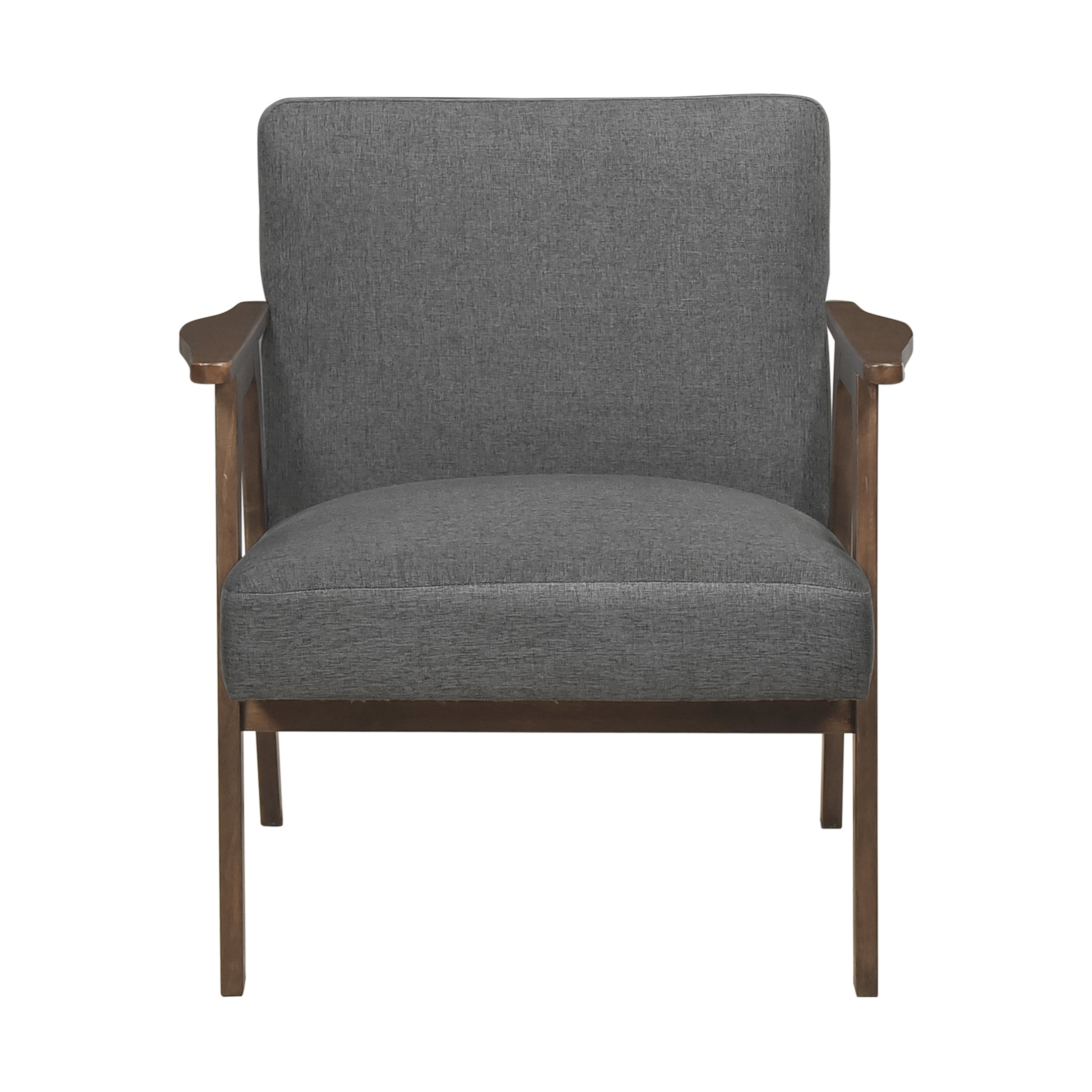OakvillePark Harrowveil Textured Fabric Accent Chair, Dark Gray/Brown Wood