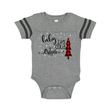 

Inktastic Baby it s Cold Outside Flannel Christmas Tree and Snow Gift Baby Boy or Baby Girl Bodysuit
