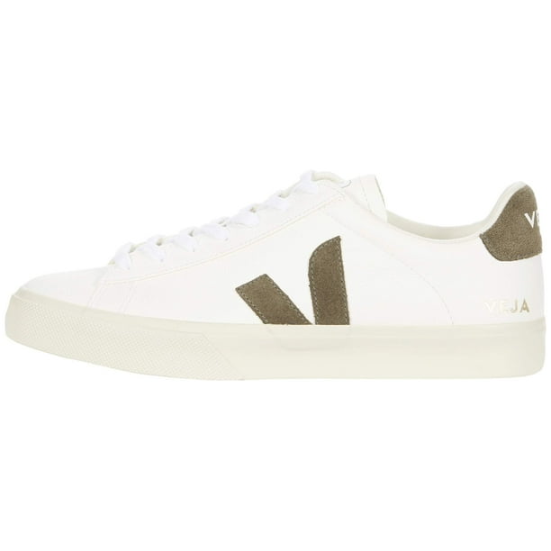 Tenis VEJA Campo de piel sin cromo para hombre, color blanco y caqui