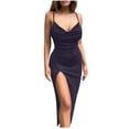 thumbnail image 2 of Mefallenssiah Mode Robe Décontractée Sans Manches pour Femmes Col en V Robes Longues Unies pour Dames, 2 of 6