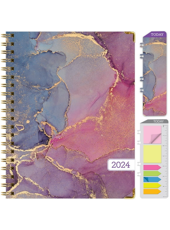 Hardcover CY 2024 Fashion Planner - 8.5"x11" (Pink Purple Marble)