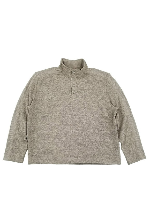Mens Silver Birch Flex Fleece Button Mock Pullover Sweatshirt XXL