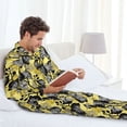 thumbnail image 6 of Honeii Orchids Flowers Pattern Mens Pajamas Set,2pcs Men's Lounge Long Sleeve Sleep Shirt and Pajama Bottoms Sleepwear Set,Mens Pjs Sets-Medium, 6 of 7
