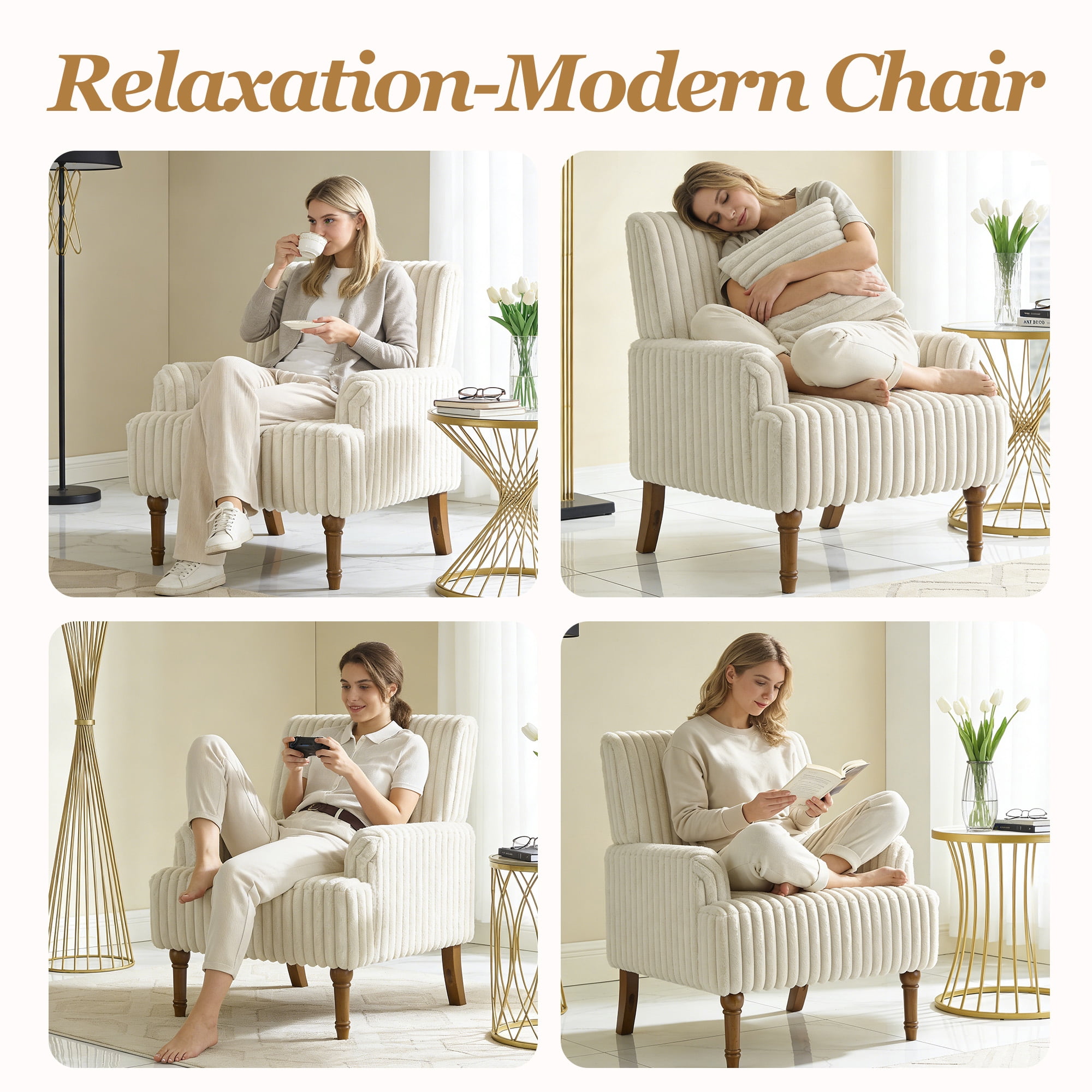 MOONMISS Accent Chair for Living Room,Beige