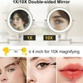 thumbnail image 4 of 9" Wall Mounted Lighted Makeup Mirror,4000mAh Rechargeable Double Sided 1X/10X Magnifying Mirror with Light,3 Color Lights,Touch Dimmable,Extended Arm 360 Rotation Wall Mounted Makeup Mirror, 4 of 6