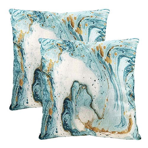 Teal Home Decor PILLOW COVER Sofa Bed Abstract Double Sided Cushion Case 18x18" 