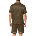 thumbnail image 4 of Mens Satin Silk Shorts Sleeve Pajama Set, Button Down Shirts and Shorts Lightweight Sleepwear with Pocket for Home Coffee L, 4 of 4