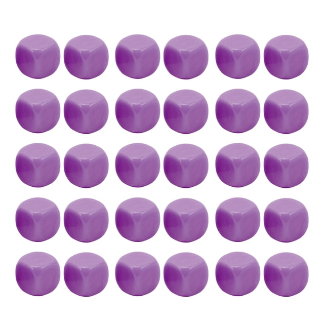Juego de dados en blanco divertidos de 30 piezas, rompecabezas DIY de esquina redonda, dados de 6 caras para juegos de mesa, aprendizaje de matemáticas, color morado