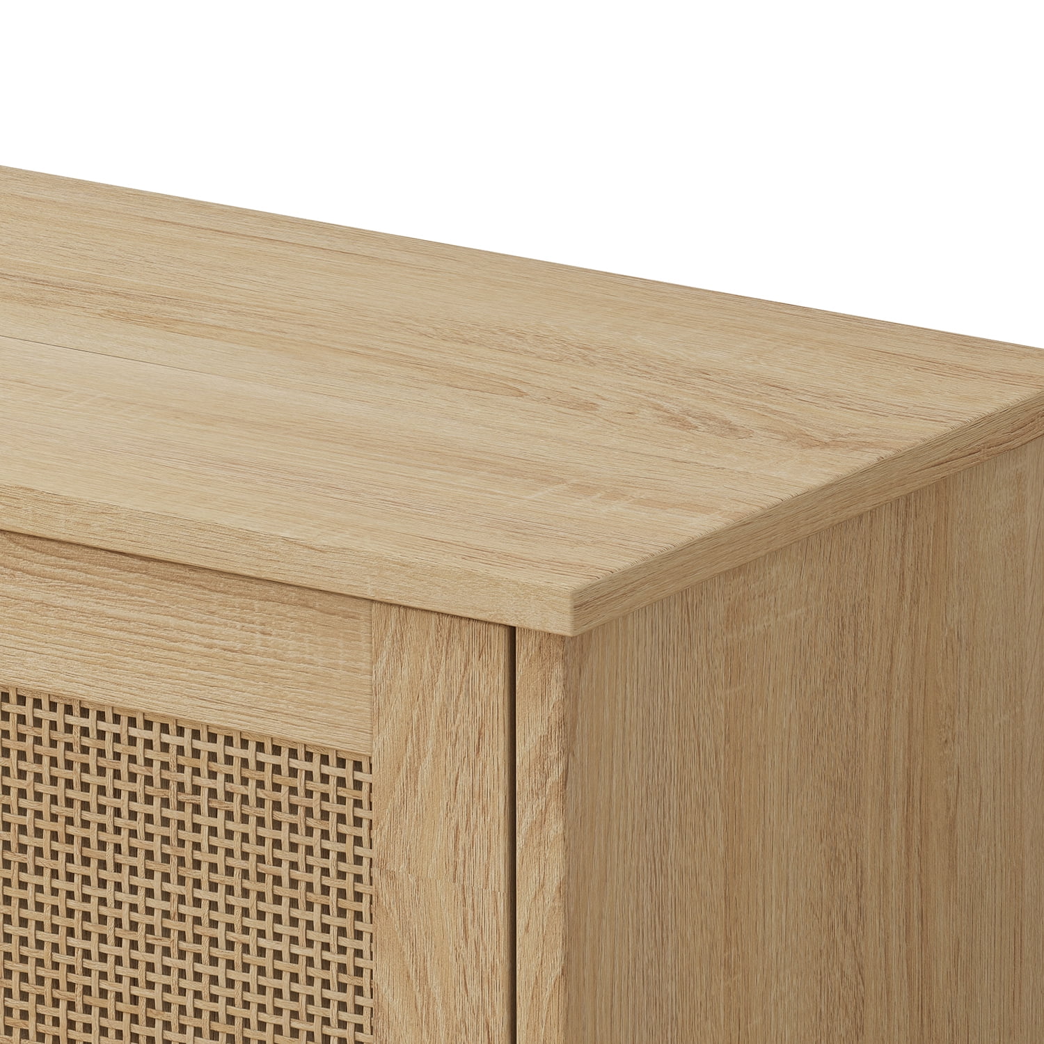 Kadyn 4-Door Rattan Decorative Storage Cabinet, Kitchen Pantry Cabinet with Doors, 47.5" Tall Storage Cabinet for Bedroom, Natural