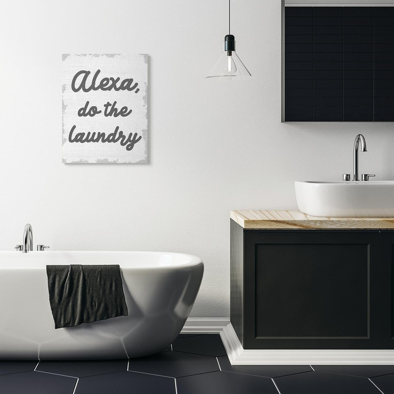 Stupell Industries Alexa Do The Laundry Funny Bathroom Gray Word Design Canvas Wall Art by Daphne Polselli