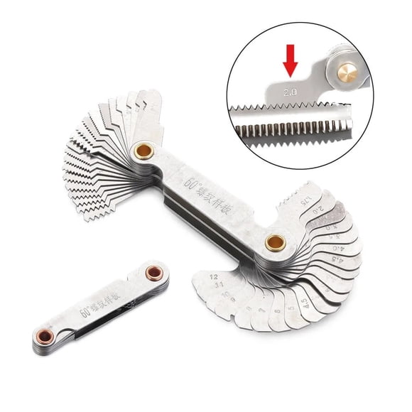 1 Pc Thread Pitch Cutting Gauge Tool Set 55 & 60° Inch & Metric Thread ss Gauge Gear Tooth Pitch Gauge Tool Accessories ,Easy Identification