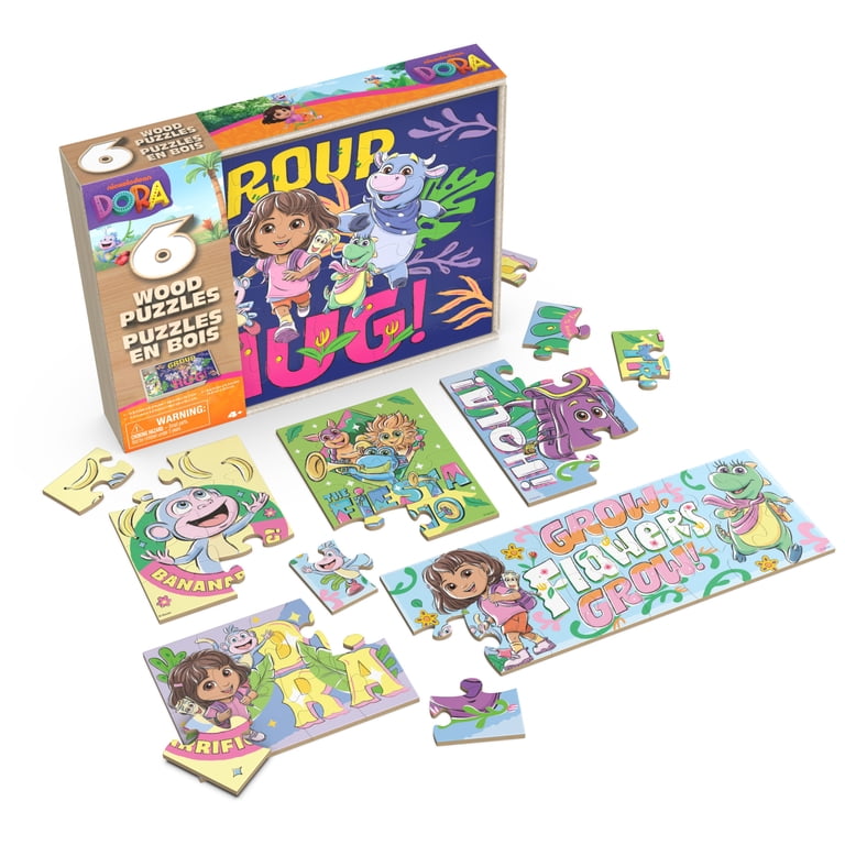 dora♡ Spin Master Games, Dora 6-Pack Wooden Jigsaw Puzzles, Ages 3 and