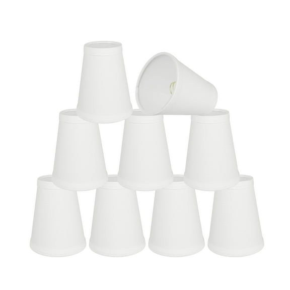 Aspen Creative 32080-9 Small Hardback Empire Shape Chandelier Clip-On Lamp Shade Set (9 Pack), Transitional Design in Off White, 4" bottom width (2.5" x 4" x 5")