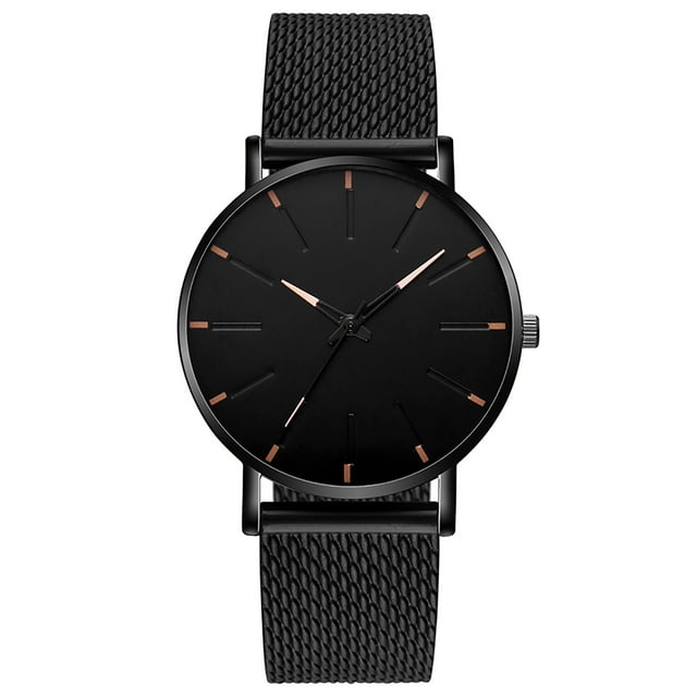 L Men'S Mesh Strap Thin Quartz Watch With Avant-Garde Design, Smart Look, Luxury Feel And Stainless Steel Material For Sports And Business Occasions 9.65X9.65X0.31In 0.06Lb